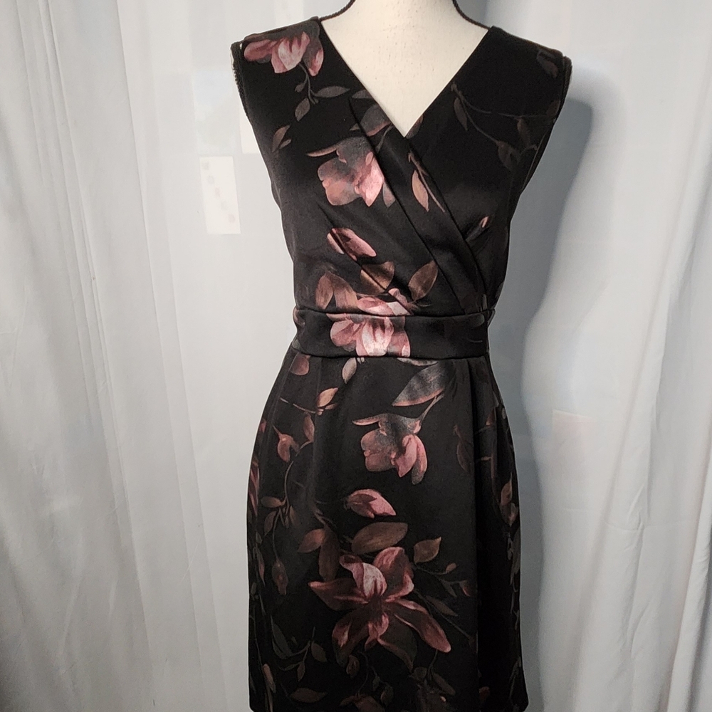 Enfocus Studio Black Dress with Pink Floral Design